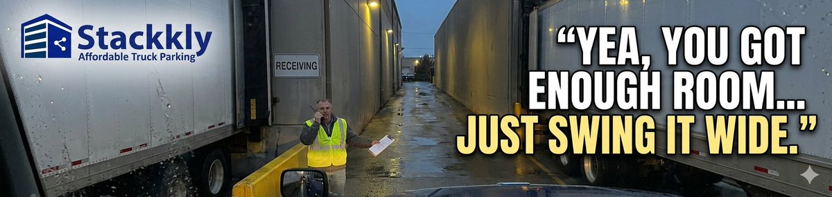 stackkly's tweet photo. You just spent 11 hours on the road, it’s raining, and your hours are nearly up. All you want is a legal spot, a shower, and some shut-eye #TruckParking #TruckDriver #CDLLife #OwnerOperator #18Wheeler #TruckStop #ParkingProblems #FreightLife #Logistics #HOSLife #TruckingIndustry https://t.co/8NsVDEFT4Y