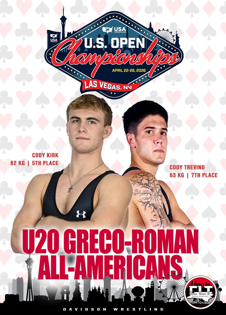 DavidsonWRES's tweet photo. The stakes were high, but the Wildcats raised the bar! 

Congrats to our 2x U20 Greco-Roman All-Americans in Las Vegas! https://t.co/FImyIw5Ddb
