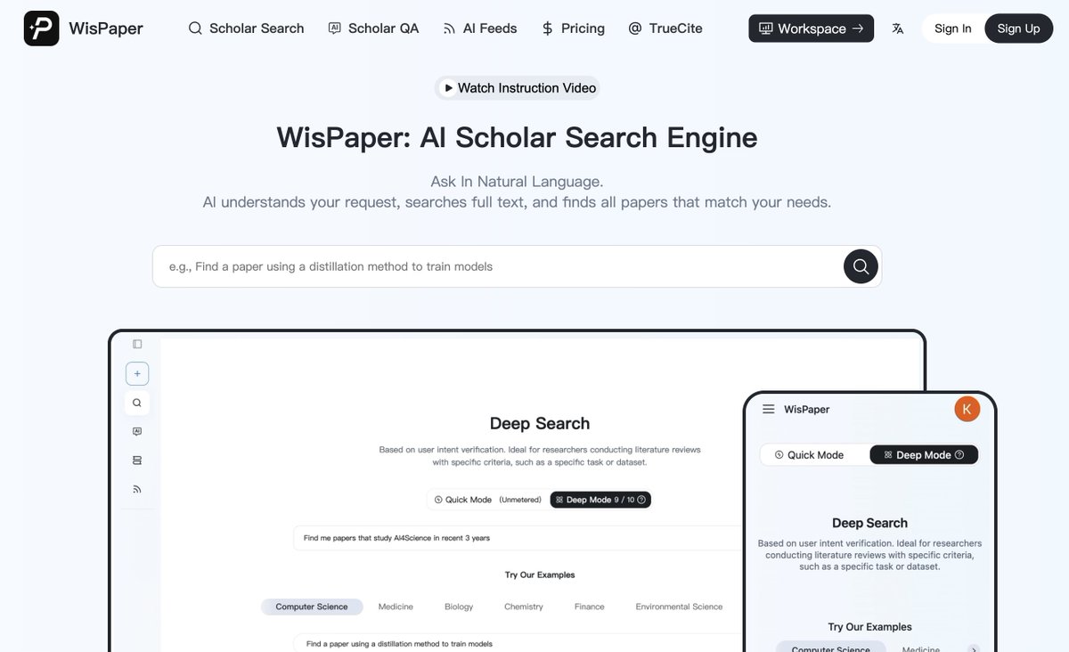 wispaper's tweet photo. Our Scholar Agent is officially here to transform your research workflow! 🎉🎉🎉

From initial brainstorming to technical execution, WisPaper’s Scholar Agent handles the heavy lifting:

1⃣Idea Discovery
Say goodbye to idea drought. Through Socratic dialogue, our AI helps you clarify research directions, define problem motivation, and develop a complete research plan.

2⃣Literature Review
Automatically process up to 200 papers at once. Generate in-depth academic reviews (200,000+ words) overnight with customizable length and scope.

3⃣Paper Reproduction
Fully automated from information gathering to code execution. Includes one-click access to GPU servers with multiple configuration options for seamless deployment.

4⃣Academic Background Analysis
Instantly assess a paper’s value and map out key academic landscapes, including identifying leading research groups in fields like NLP.

Ready to supercharge your scholarship? Try the new Scholar Agent now!

[https://t.co/3wB6T6T8lq]

#WisPaper #ScholarAgent #AcademicTwitter #AIforResearch #ResearchInnovation #ResearchTools #PhDLife