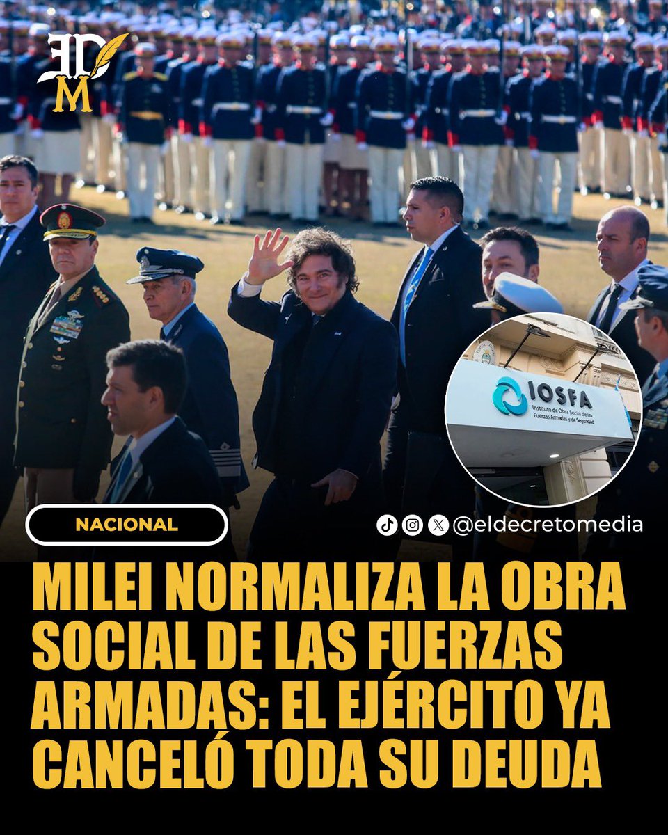 MILEI PONE ORDEN EN LA SALUD MILITAR

• Normalización de la OSFA
• Deudas saldadas
• Pagos regularizados
• Sistema en proceso de ordenamiento

¿Bancás este logro?

1- ¡SI!
2- NO