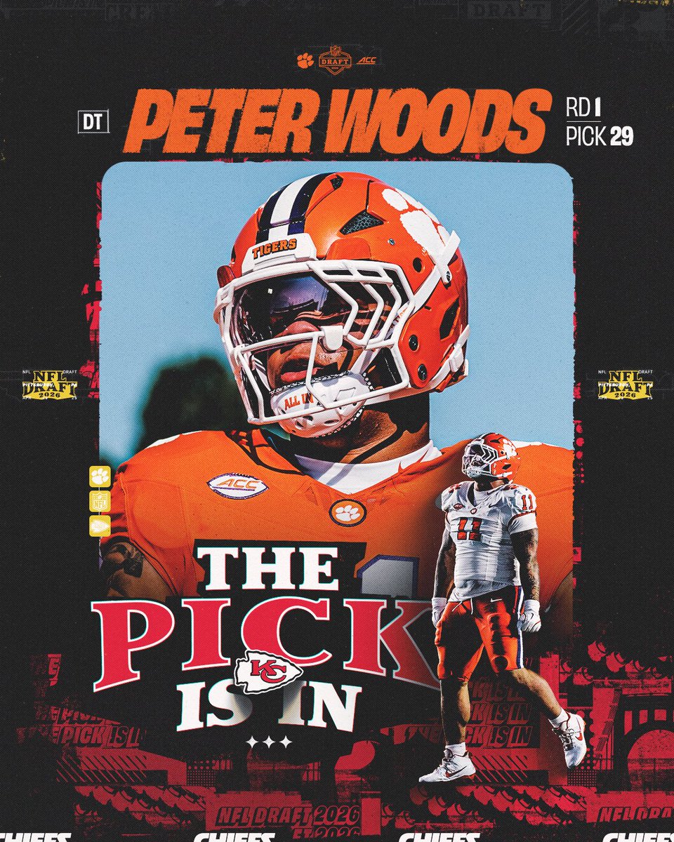 PWoo ➡️ KC

Peter Woods, welcome to the Kansas City <a href="/Chiefs/">Kansas City Chiefs</a>!

#ALLIN | #NFLDraft