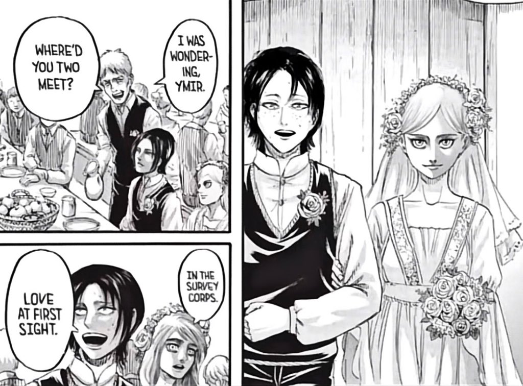 the concept of ymir and historia getting married on lesbian visibility week