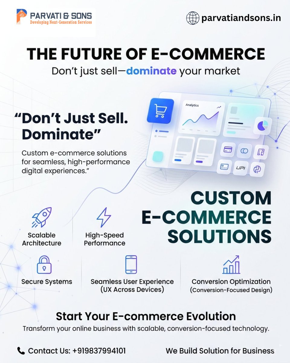 AndParvati's tweet image. Build, launch, and scale your online store with Parvati and Sons’ custom e-commerce solutions—tailored to grow your business faster 🚀 #EcommerceSolutions #CustomDevelopment #OnlineStore #BusinessGrowth #DigitalTransformation #SEO #StartupSuccess