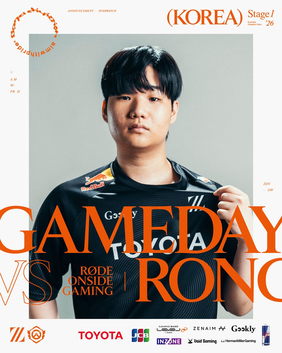 AIMWITHPRIDE's tweet photo. ⚡️Overwatch Champions Series 2026 KOREA Stage 1

Seeding Decider // BO5
🇯🇵4/24(Fri) 18:30~
vs RØDE ONSIDE GAMING

Hold the win and momentum🤏
前戦の悔しさを糧に巻き返す🌱

📺https://t.co/kzxOz7Vwd8

#ZETAWIN #Overwatch #OWCS https://t.co/AH7hV56LsN