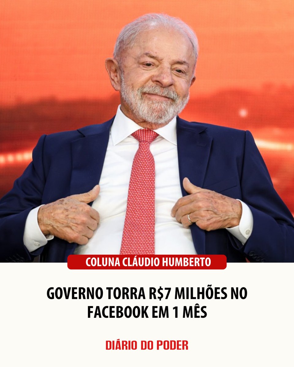 diariodopoder's tweet photo. Apenas nos últimos 30 dias, o governo Lula (PT) elevou para quase R$7 milhões os gastos com propaganda no Facebook e Instagram. Entre 22 de março e 20 de abril a administração federal petista torrou R$6,86 milhões com 97 anúncios que ainda estão ativos nas redes sociais de Mark Zuckerberg. O Governo do Brasil é, de longe, o maior anunciante do Facebook no País, à frente do Partido dos Trabalhadores (PT), que é atualmente o segundo maior anunciante da Meta no Brasil: R$936 mil.

Nosso dinheirinho
Em cinco dias, apenas um anúncio do governo Lula sobre a carteira de motorista (CNH) custou US$125 (R$628) mil aos pagadores de impostos.

Aposta eleitoreira
O PT torrou R$936 mil em oito anúncios no Facebook, apenas desde 22 de março. Quase todos tratam do fim da escala 6x1.

Números oficiais
O levantamento foi feito na plataforma da própria Meta, que divulga todos os pagamentos feitos por anunciantes de cunho político, social etc.
https://t.co/IZUwt1waoJ