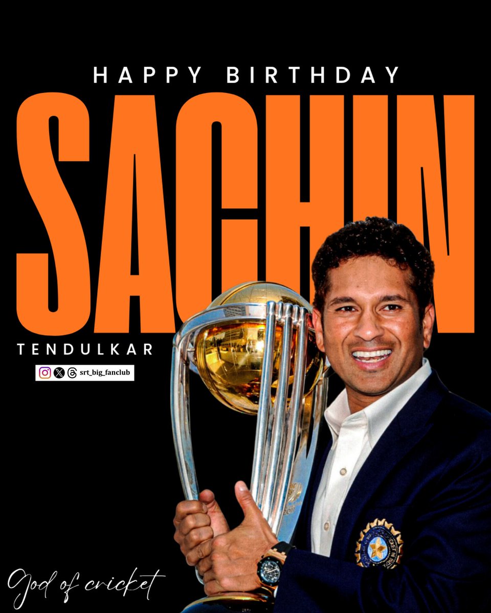 srt_big_fanclub's tweet photo. The man who made millions fall in love with the sport and gave us a lifetime of memories. The man who was the heartbeat of our generation. The 'Master Blaster', the 'God of Cricket', the absolute legend and the ๐! ๐ @sachin_rt ๐
#happybirthdaysachin #srt53 #53forsachin https://t.co/gHyuc8s0Vw
