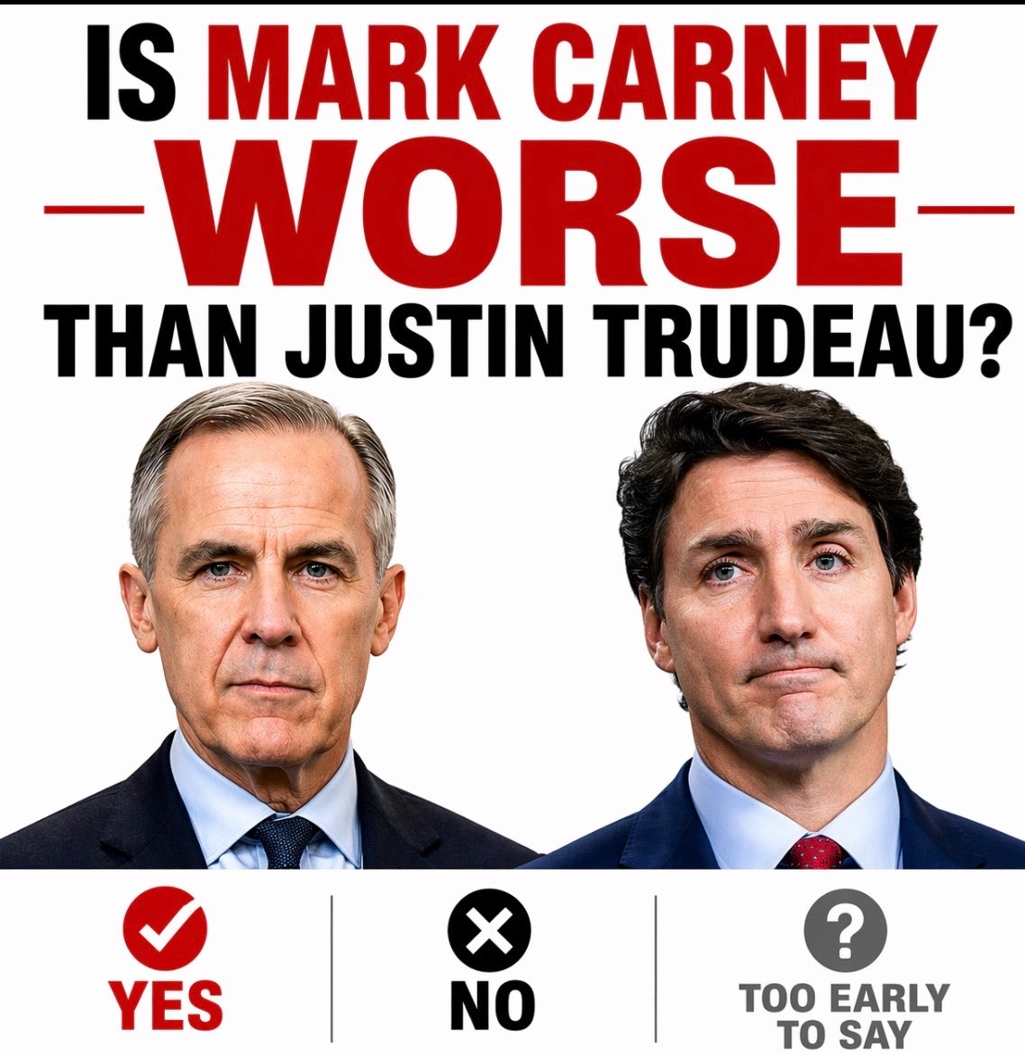 wealthmoose's tweet image. 🚨🇨🇦 Is Mark Carney worse than Justin Trudeau? 👇

•Yes 

•No

•Too early to say 

Reply below ⬇️ 

#Canada #Cdnpoli