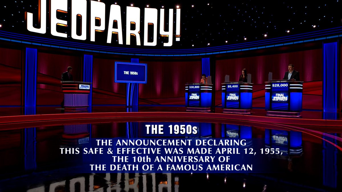 Jeopardy's tweet image. Test your knowledge of the 1950s with tonight's Final #Jeopardy! 💭