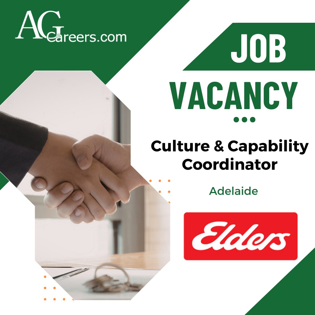 AgCareersOz's tweet image. Elders is looking to #HIRE a Culture &amp;amp; Capability Coordinator in Adelaide!

In this role you will grow your people development and learning coordination skills by supporting culture and capability programs.

Apply now on #AgCareers: 
ow.ly/zuWN50YLoTj