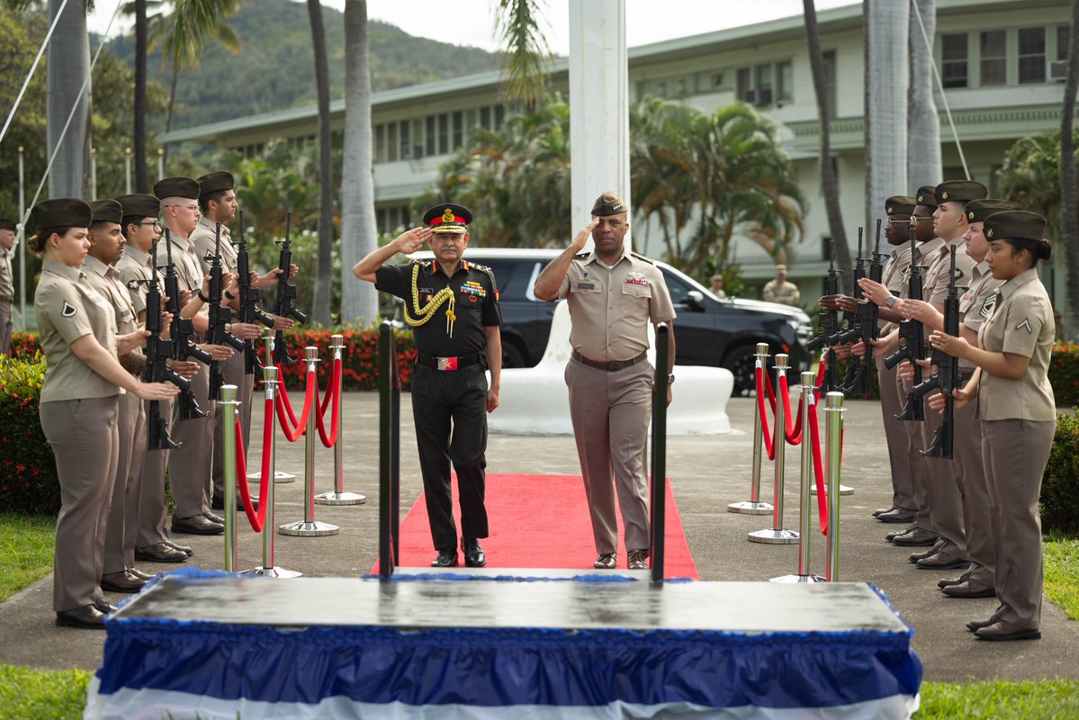 USARPAC's tweet image. #ICYMI Indian Army Chief of Staff Gen. Upendra Dwivedi visited USARPAC HQ at Fort Shafter, HI. April 20, where he was welcomed by Gen. Ronald Clark. The visit highlighted a shared commitment to regional security, cooperation, and enduring friendship between the U.S. and India.