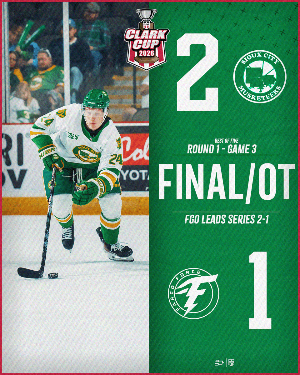 USHL's tweet photo. THEY DID IT IN OT!

@Musketeerhockey pushes the series to Game 4 in Sioux City 

🎥 https://t.co/RDEt3cvpwe

📝 https://t.co/tVpM3oz81S https://t.co/JFHeh8sIoR