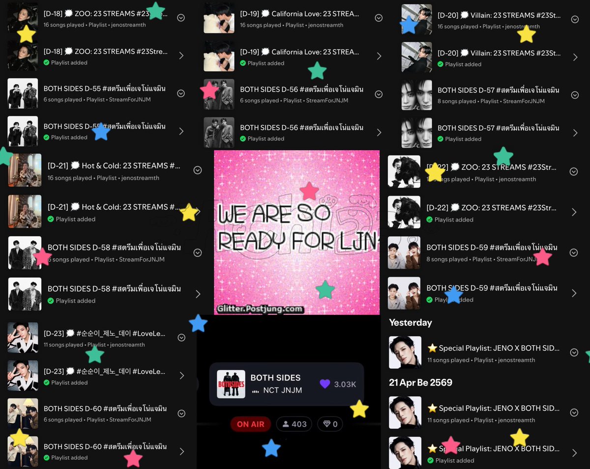 _achii0's tweet photo. 🗯️ DAY 18-23 #23StreamsforJENO ˖ ࣪ ★

23 วันที่ฟินที่สุด พี่สตรีมให้อ้วนทุกวันน้า

★ ࣪ ˖ DAY 55-60 #Stream165daysforjnjm

📌 ยืมไอดีฟรี + pl พิเศษ > DM @StreamforJNJM @JNJMBELOVEDTH 

#สตรีมเพื่อเจโน่แจมิน
#สตรีมเพื่อเจโน่ #jenfstreaming https://t.co/x0NhfiWwCK