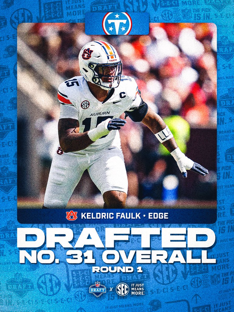 🚨 NO. 31 OVERALL

🦅 Keldric Faulk, <a href="/AuburnFootball/">Auburn Football</a> 
↳ <a href="/Titans/">Tennessee Titans</a> 

#NFLDraft x #ItJustMeansMore