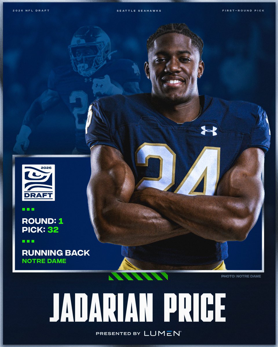 THE PRICE IS RIGHT.  <a href="/Jadarian15/">Jadarian</a> 

With the 32nd pick in the Draft, we've selected RB Jadarian Price.

Presented by <a href="/lumentechco/">Lumen</a>