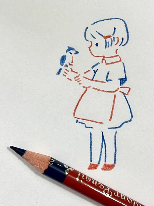 赤青鉛筆で描いています