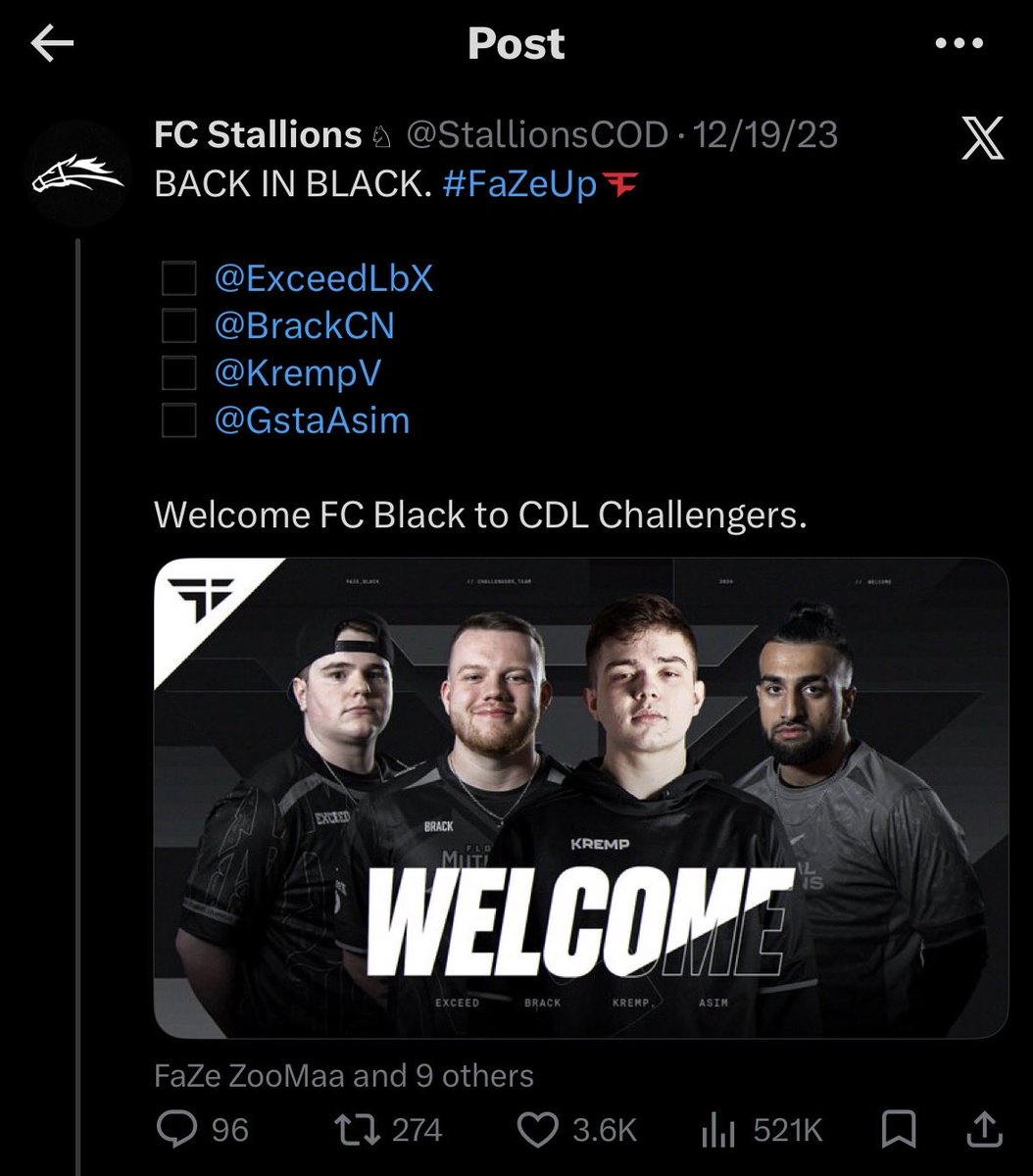 Bisco_761's tweet photo. @Seanm0388 @boodleboyTV @CypTCG @TheFlank @OpTicTexas @CODLeague I mean for years is a crazy change to history plus Stallions aren’t an affiliate at all of Faze it’s funded by Zoomaa and Los Zoomaa is paid a a content creator for Faze E-sports and is helped with Flank budgeting I think and Draco was never Faze related it was only Kaysans. https://t.co/JmVJ2IAKix