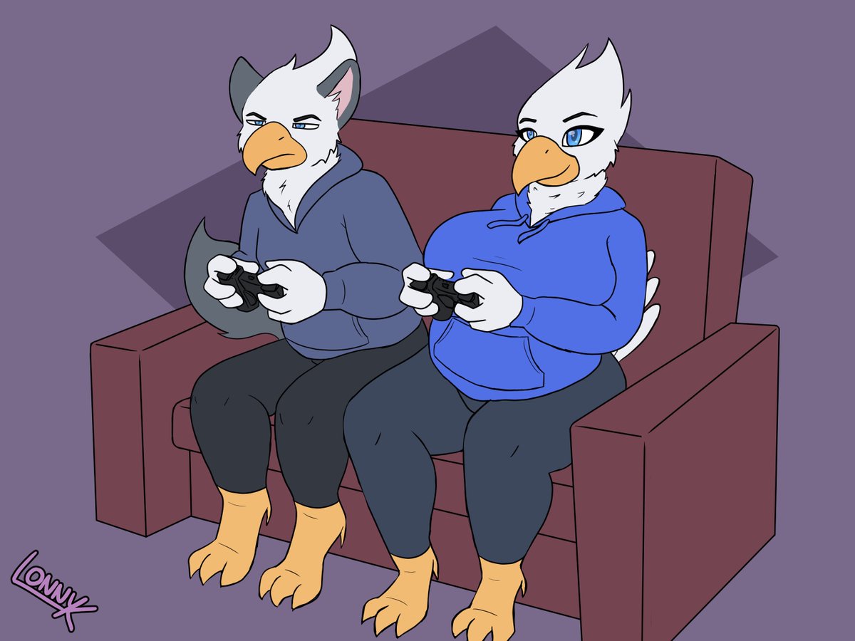 Elizabeth and Ethan doing a bit of gaming!

This was a piece for Cynthetic Gryphon on Discord!