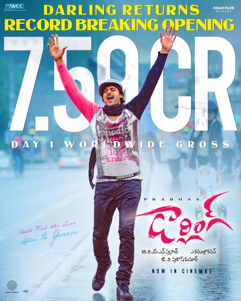 Kkdtalkies's tweet photo. AND IT’S A STORM 💥🔥
BLOCKBUSTER RE-ENTRY WITH A RECORD SMASHING OPENING 🚀

₹7.59 CR DAY 1 – WORLDWIDE GROSS 💰

Grab Your Tickets 🎟️ : https://t.co/l0GYtFNiqe…

Grand Re-Release by @KedarFilms

#Darling4K #RebelStar #Prabhas
@MsKajalAggarwal @gvprakash #Karunakaran @SVCCofficial @SonyMusicSouth