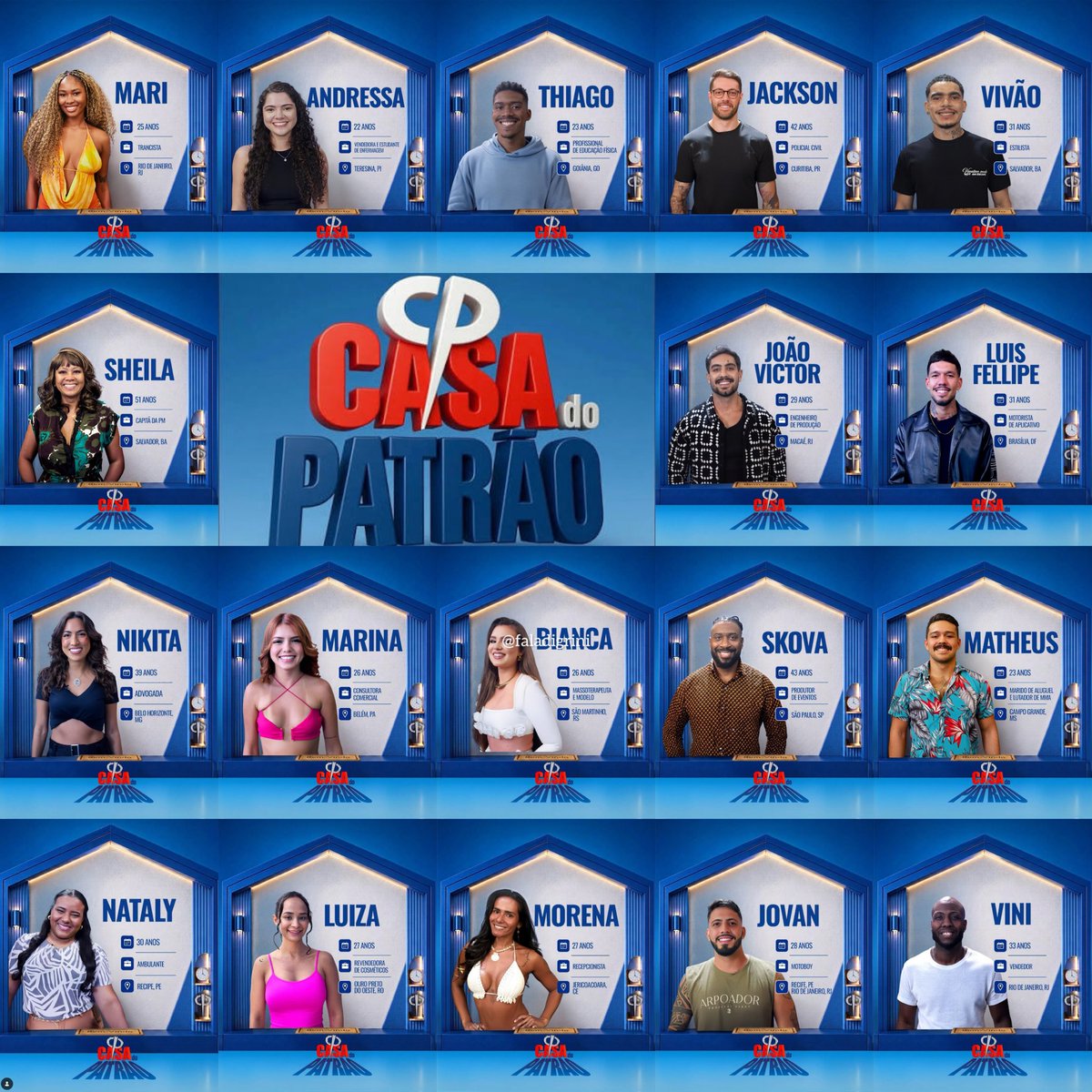 Agora sim o Boninho acertou! 18 participantes que parecem que foram puxados direto da fila do feirão limpa nome. As mulheres livres de harmonização facial, os homens com a pura estética Jurandir e uns desempregados pra fechar o pacote. O velho entregou tudo! #CasaDoPatrão