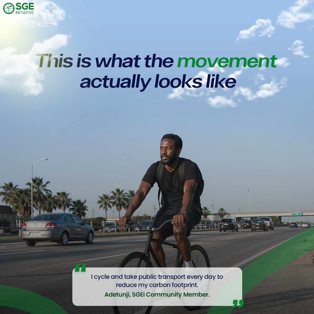 Last week Adetunji from the community our community said:
“I cycle or take public transport everyday to reduce my carbon footprint”

This is a daily decision to move through the world lighter. And it’s a meaningful behavior change.