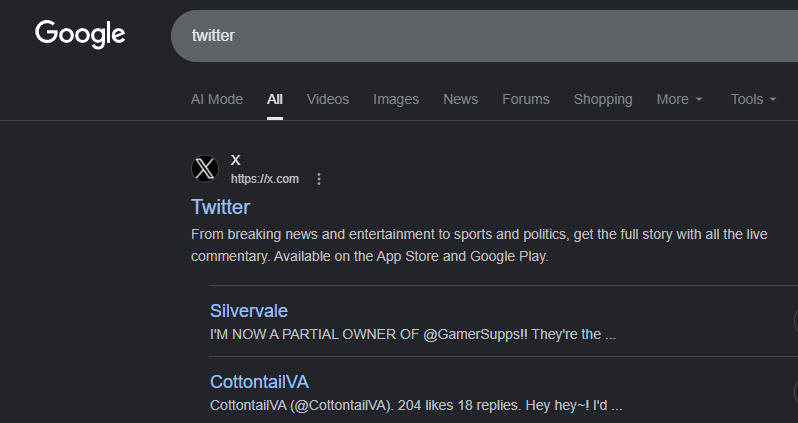 Damn <a href="/CottontailVA/">CottontailVA 🐰💋</a> and <a href="/_Silvervale_/">🌸 Silvervale 🌸</a>  You guys are on the top With being the most searched from what I'm seeing. Searched up twitter and saw you guys both below it