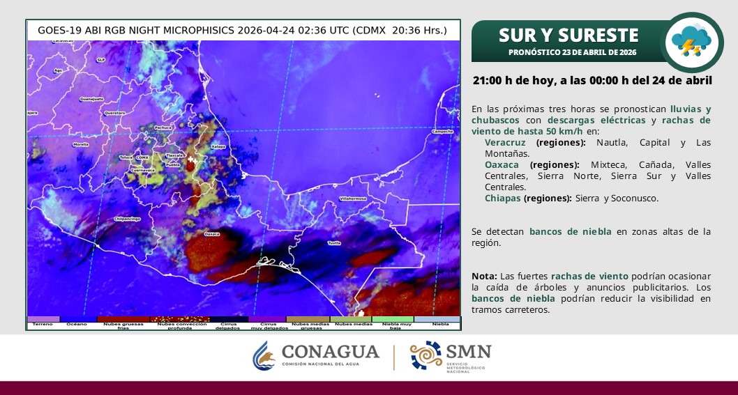 conagua_clima's tweet photo. Entérate de las condiciones del tiempo para la región #Sureste y #PeninsuladeYucatán, en las siguientes imágenes👇 https://t.co/GbQphegdfV