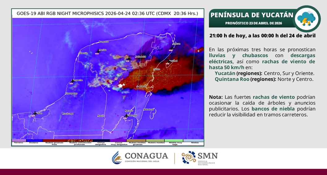 conagua_clima's tweet photo. Entérate de las condiciones del tiempo para la región #Sureste y #PeninsuladeYucatán, en las siguientes imágenes👇 https://t.co/GbQphegdfV