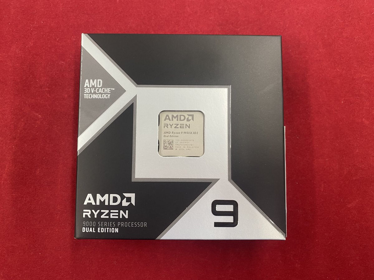 KOUBOU_nipponba's tweet photo. ✨新商品入荷情報✨
デュアル3D搭載の完全体X3D、ついに登場！

Ryzen 9 9950X3D2　¥178,000

X3Dシリーズに3D V-Cacheを2基搭載した初のモデル！
クリエイター＆開発者向けのハイエンドCPUへ

#AMD #パソコン工房 #大阪日本橋店 https://t.co/oh3OcReXIk