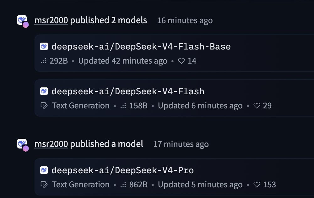 Finally, DeepSeek V4 is here! - MIT license - DeepSeek-V4-Pro: 1.6T ...