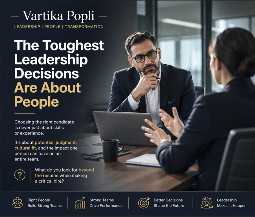 VartikaPopli's tweet image. The toughest leadership decisions are about people.

Hiring isn't just about skills—it's about judgment, potential, and fit.

What do you look for beyond the resume?

#Leadership #Hiring #Talent #VartikaPopli @VartikaPopli