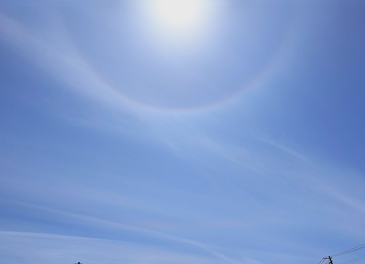 22度ハロと環水平アーク、伊達市にて。目視では環水平アークがもっとハッキリと見えるのに、うまく撮れない。 
#halo_jp #イマソラ #空ネット