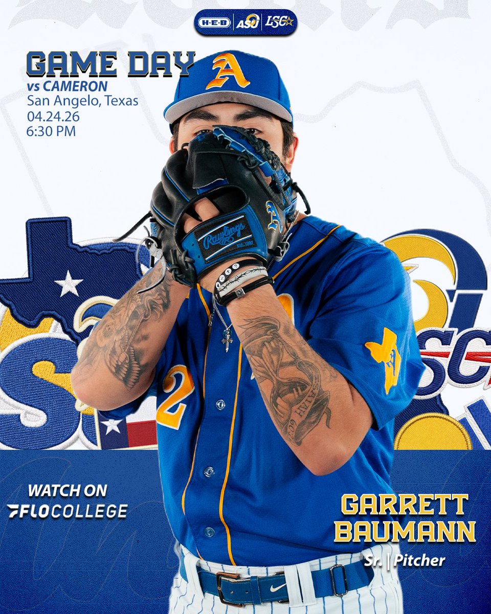 RamsASUbaseball's tweet image. The final home series of the regular season starts tonight!

🆚: Cameron
🕡: 6:30 p.m.
🎉: Jersey Silent Auction
📍: San Angelo
🏟️: Foster Field at 1st Community Credit Union Stadium
💻: shorturl.at/uAMys
📊: shorturl.at/Y7VHI

#ProveIt | @GarrettBaumann1