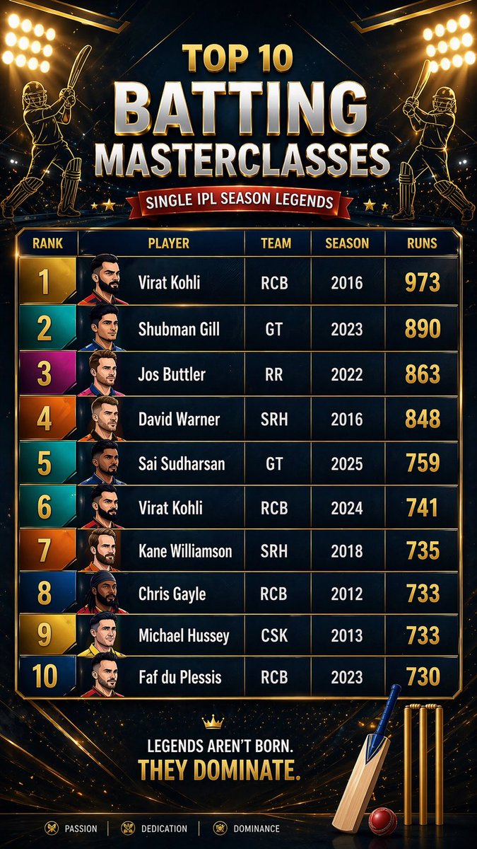 subgquiz's tweet photo. IPL history ke sabse dangerous batting seasons 🔥
Jab runs sirf numbers nahi, dominance ka proof ban jaate hain 💯🏏
#IPL #Cricket #ViratKohli #ShubmanGill #JosButtler #DavidWarner #SaiSudharsan #KaneWilliamson #ChrisGayle #FafDuPlessis #IPLFacts #CricketReels #IPL2026 https://t.co/JBa25YABYn