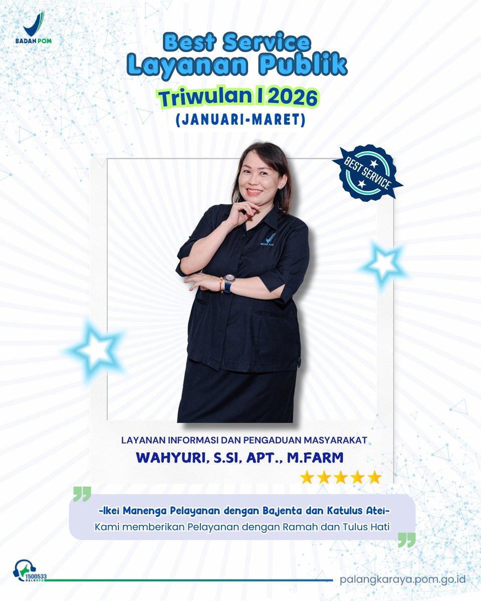 bpompalangka's tweet image. 🌟 Best Service Triwulan I Tahun 2026 🌟

#bbpompalangkaraya
#bestservice
#pelayananprima