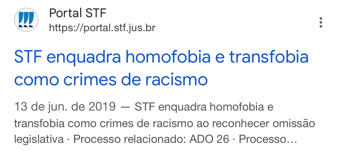 <a href="/gilmarmendes/">Gilmar Mendes</a> DESCULPA NADA, CUMPRA-SE A LEI!

“a criminalização da homofobia é necessária em razão dos diversos atos discriminatórios (homicídios, agressões, ameaças)” - Gilmar Mendes 

Pena: Reclusão de 1 a 3 anos, além de multa.

Aumento de Pena: Se o crime for cometido por meios de