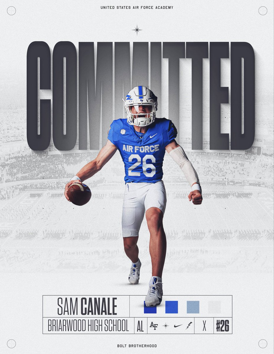 sam_canale26's tweet photo. 100% Committed to The United States Air Force Academy! Truly blessed and grateful for this opportunity! All glory to God! Go Falcons! 🇺🇸⚡️✈️

@AF_Football
@CoachTCalhoun
@CoachTimHorton
@CoachStubbs
@BriarwoodFTBLL
@mwforester
@KyleParmley
@Coach_Tatum58
@GaryALloyd @andrewtsimonson