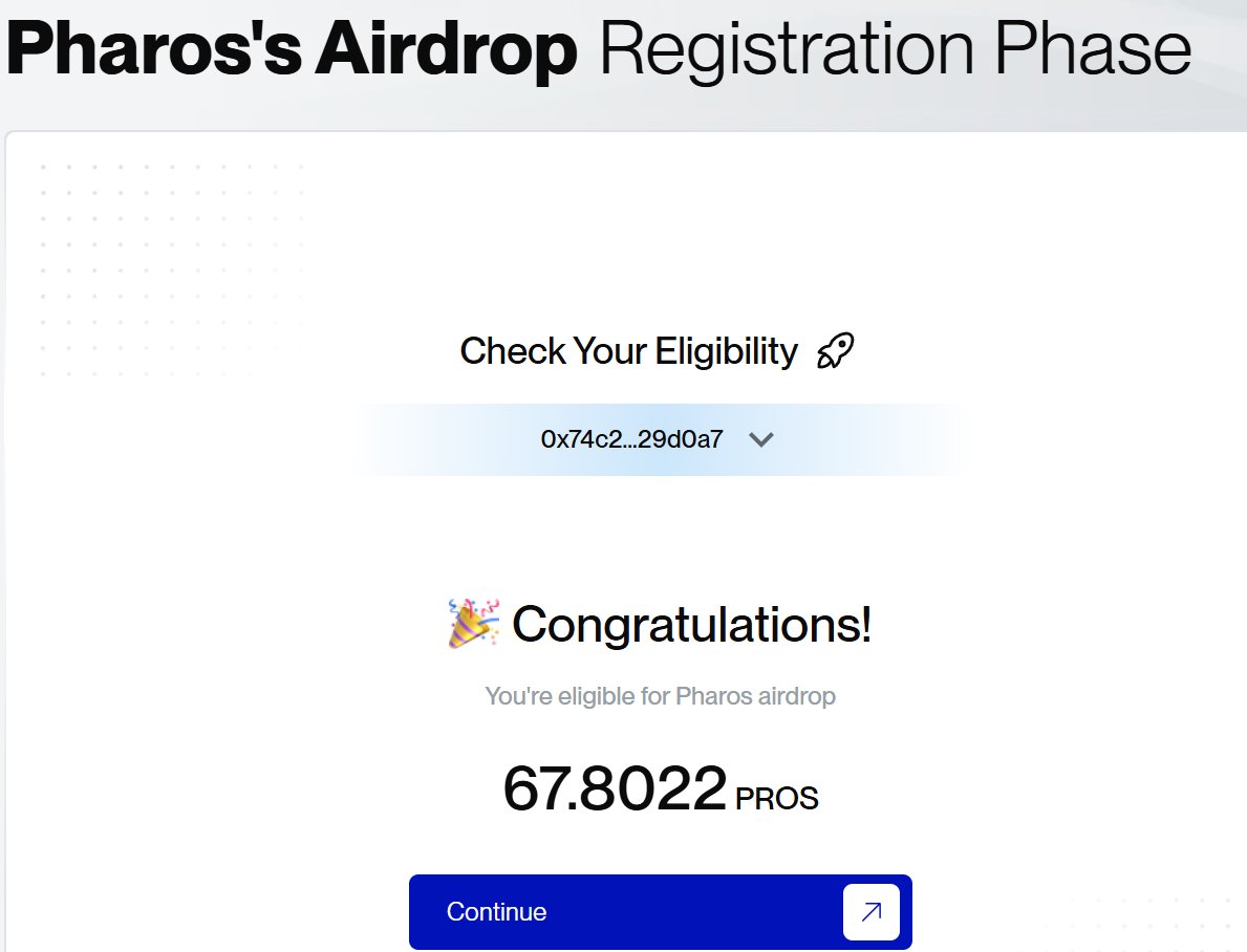 web3zeng's tweet photo. Pharos's AirdropRegistration Phase  
居然有资格  @pharos_network 

https://t.co/B1BifPkq5i https://t.co/G4HcuD3hrg