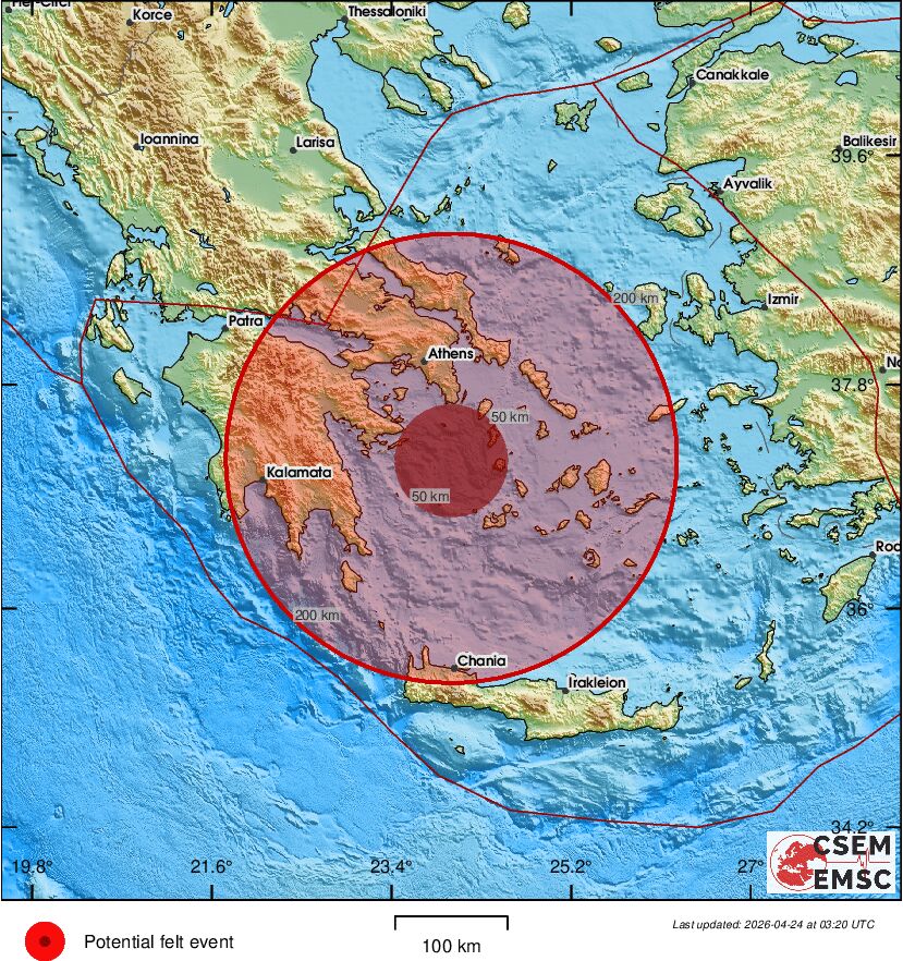 LastQuake's tweet image. #Earthquake (#σεισμός) possibly felt 44 sec ago in #Greece. Felt it? Tell us via:
📱m.emsc.eu/#app
🌐m.emsc.eu
🖥emsc-csem.org
⚠ Automatic crowdsourced detection, not seismically verified yet. More info soon!