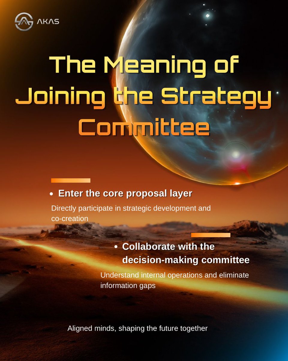 AKASOfficial_'s tweet image. 🏛️ The consensus and decision-making power of the few — Strategy Committee

From suggestions to solutions, from participation to co-creation 🚀
Enter the core proposal layer and co-create strategies

Let your voice become direction

#StrategyCommittee #AKAS #ConsensusDecision