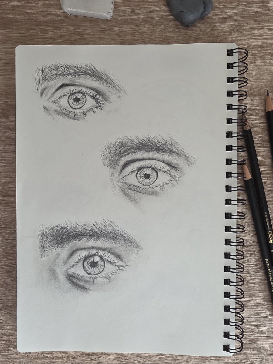 bubzspyk's tweet photo. Studying eyes as part of my hyperrealism portrait journey — learning how light, texture, and expression bring a drawing to life in graphite. Each sketch gets me closer to capturing something that feels real, not just drawn.

Progress, not perfection😊 https://t.co/SU1WZfjOps