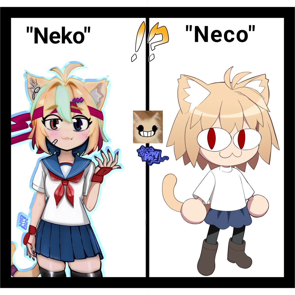 NecoSpiritplus's tweet image. ne(k)o           vs               ne(c)o 
these are NOT the same…
                      
                         ❗️❓

art by one of the admins 💛
mystery admin ~
Ф ω Ф
#memes #funnycat
#neco #neko