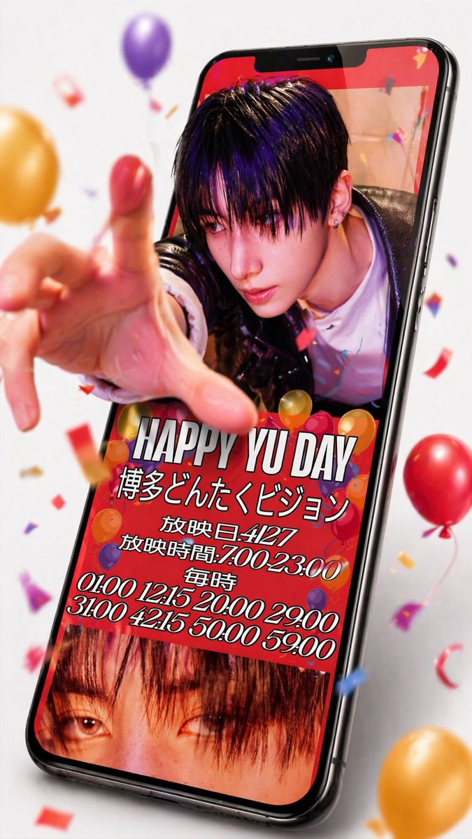 kn631834's tweet photo. ✨📢告知📢✨
2026.4.27
🐈‍⬛HAPPY YU DAY🐈‍⬛
博多どんたくビジョン
放映時間決定しました！！
ユウくんのお誕生日をお祝いします🎂🎉
ぜひ現地で見てね👀✨
#NEXZ #ユウ #HAPPY_YU_DAY #センイル広告 #博多どんたく https://t.co/A1l5RLAGwm