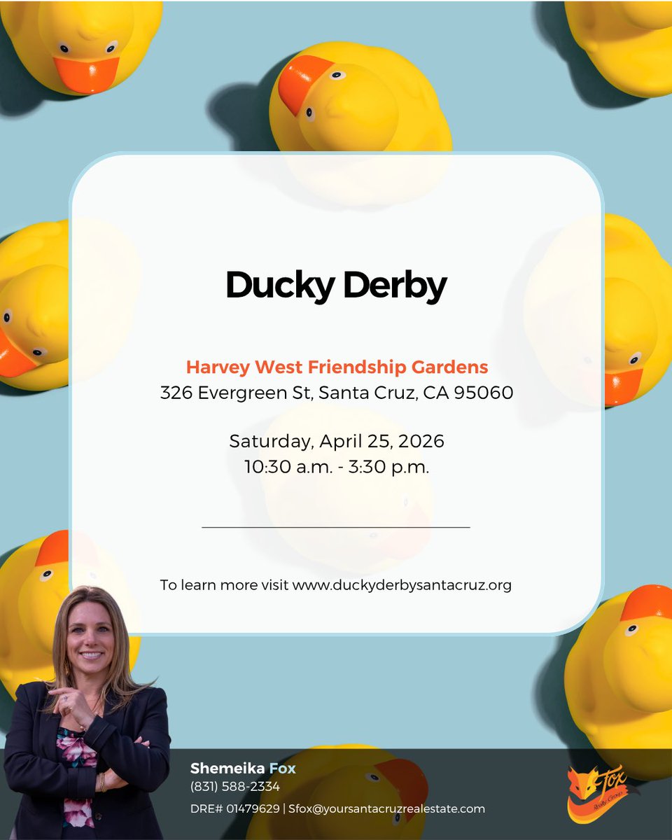 ShemeikaFox's tweet photo. Ducky Derby

Santa Cruz knows how to turn a good cause into a great time.
The Ducky Derby is one of those events that’s just pure fun- thousands of little ducks racing down the river, all for a meaningful cause! https://t.co/0ynJv7NqrZ