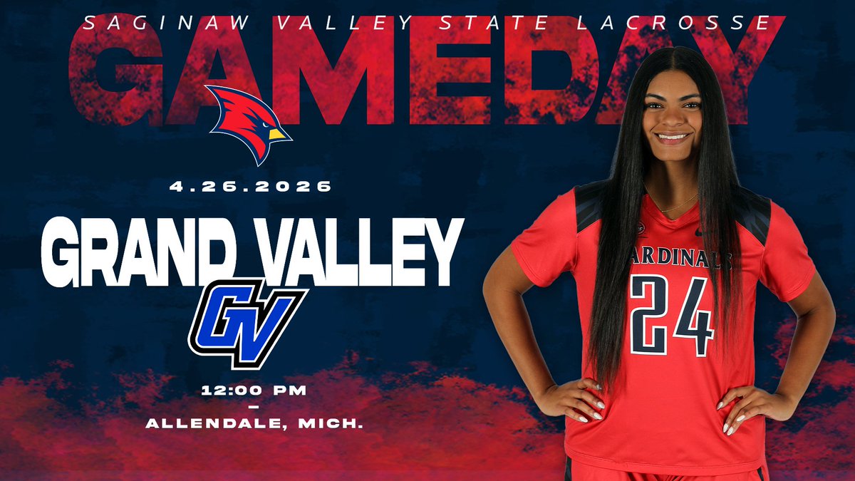 svsuathletics's tweet image. 🚨GAME DAY🚨
🥍: Women’s Lacrosse
🆚: Grand Valley
📅: April 26, 2026
🕖: 12:00 PM
📍: Allendale, Mich.
📺: bit.ly/3wzQWru
#BeaksUp #GoCards #StandOut #SVSULAX
