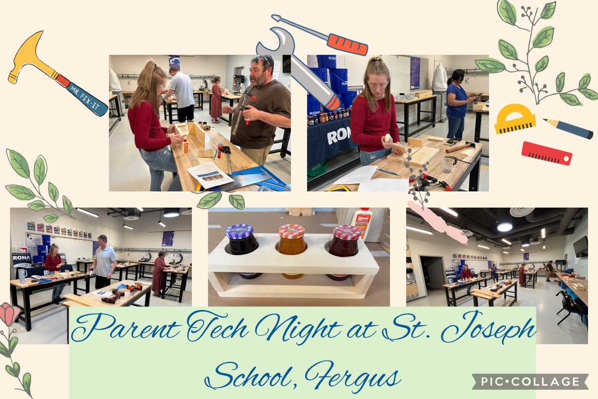 sjfgator's tweet photo. St. Joseph School, Fergus hosted a Parent Woodworking Night in our new technology room. Our parents had the opportunity to make and take home a jam rack. We would like to thank Mr. O’Donnell and Mr. Lane for organizing and running this fantastic event!🔨🪚🪛
#TechNight https://t.co/dWhJvDfEeV