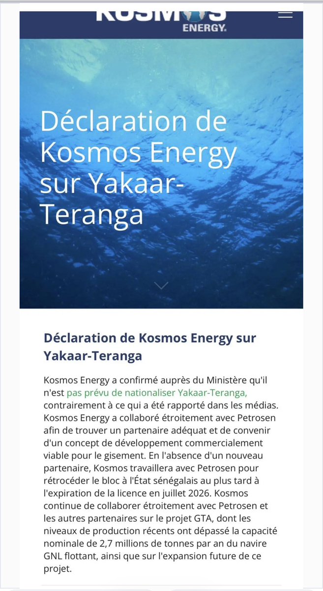 Le succès de l’audition d’hier semble l'avoir traumatisé.

Sortir de telles inepties alors que le retrait de Kosmos est un secret de polichinelle, c'est du désespoir pur. On ne cache pas le soleil avec sa main !
Communiqué de Kosmos depuis décembre 2025 👇👇👇