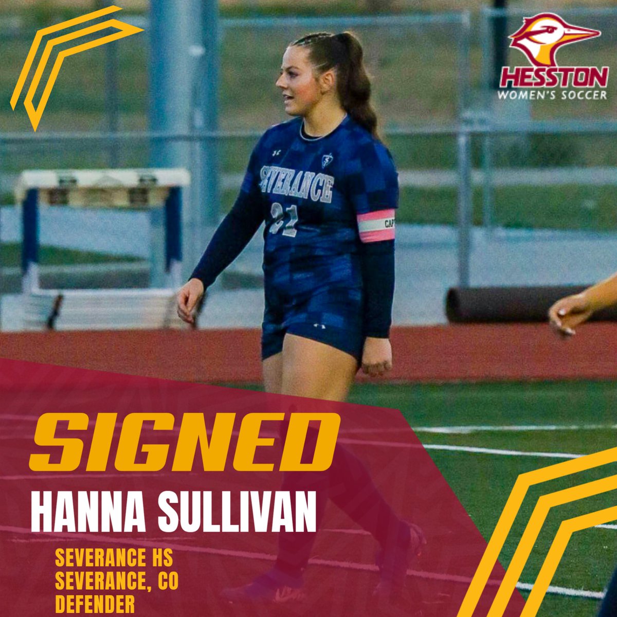 HesstonWSoccer's tweet photo. Join us in welcoming Hanna to Larks women’s soccer! ✒️⚽️ A talented defender coming from Severance, CO! 

#DefendTheNest #GoLarks https://t.co/n0rUlQv3vK