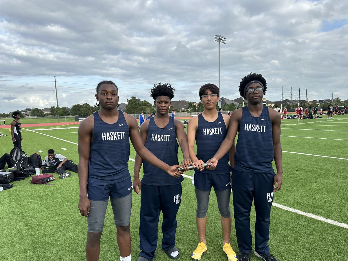 HJH_Athletics's tweet photo. HISTORY.

Our 8th grade 4x1 just set the fastest time in Katy ISD junior high history.

Not just a school record. Not just this year.

The best EVER. 44.73 

Proud doesn’t even begin to cover it. #ProtectThePack https://t.co/GssQg7CBjr