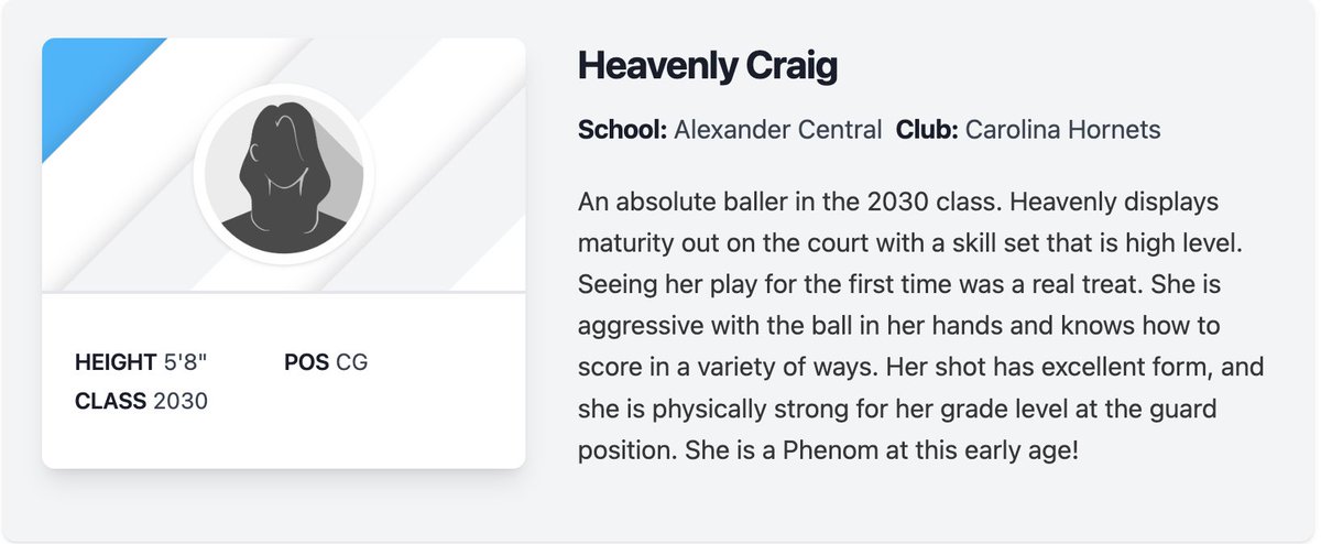 UnitedHornets's tweet photo. Coaches, check out this evaluation of Heavenly Craig, Class of 2030 Guard by @CoachJillDunn (@PGH_NC) at Nike Session 1 in Phoenix. https://t.co/L61vFjYXl3