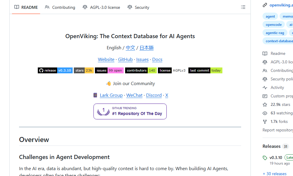 clxymox's tweet image. 🐍 OpenViking
⭐ 22,948 stars

**"OpenViking : La meilleure base de contexte pour des agents IA ultra-performants !"**
#GitHub